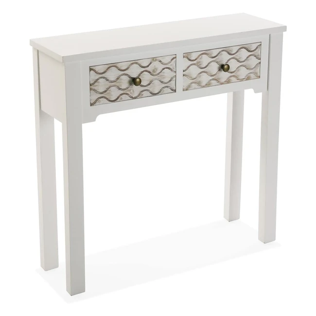 Consolle Safira Versa 79x25x80 cm Legno Bianco e Marrone 2 Cassetti