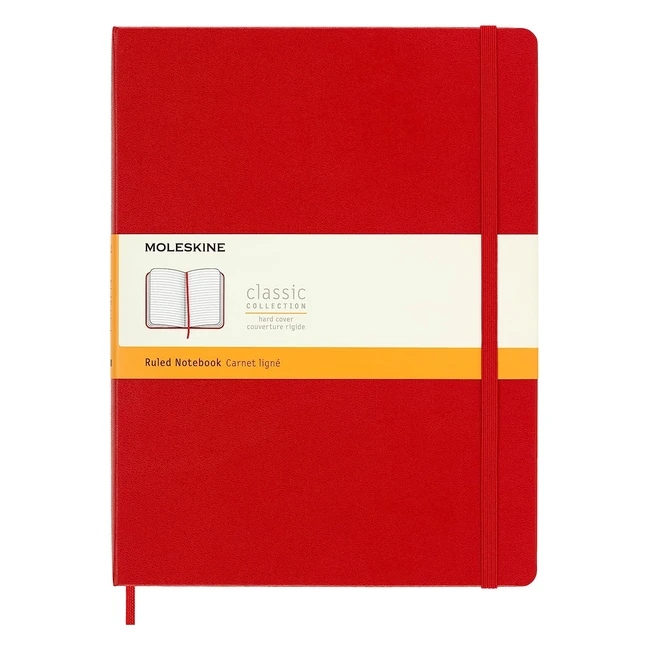 Moleskine Carnet de Notes XL Rouge Ecarlate - Format 19x25 cm - 192 Pages