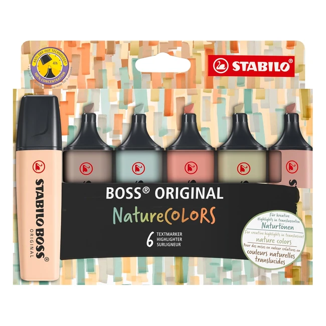 Surligneur Stabilo Boss Original Naturecolors - Etui Carton x 6 - Couleurs Natur