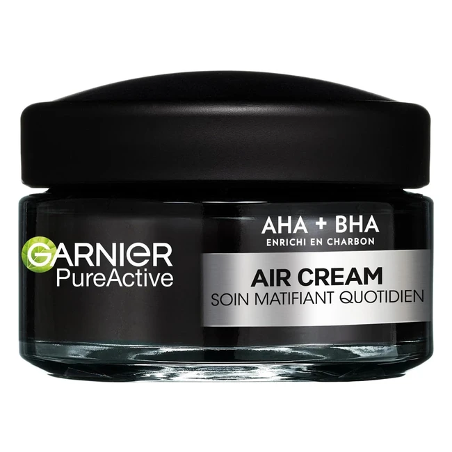 Garnier Pure Active Air Cream - Soin Matifiant Quotidien - AHA BHA Charbon - Hyd