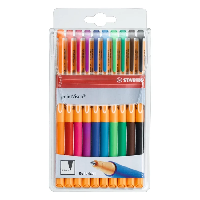 Stabilo PointVisco Tintenroller 10er Pack - 10 Farben - Schnelltrocknende Tinte