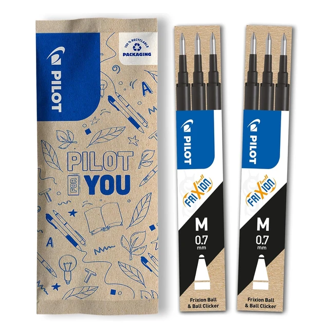 Pilot Frixion Gel Rollerball Pen Refills 07 mm Pack of 6 Black - Erasable Ink - 