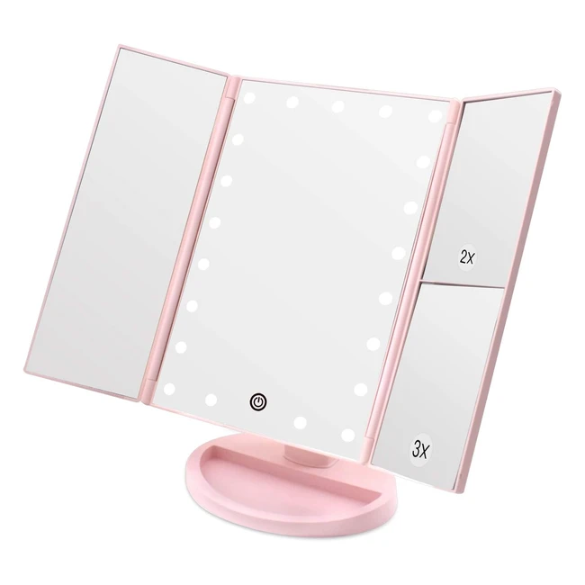 Espejo de Maquillaje Weily 21 Luces LED 2x3x Ajustable Rosa