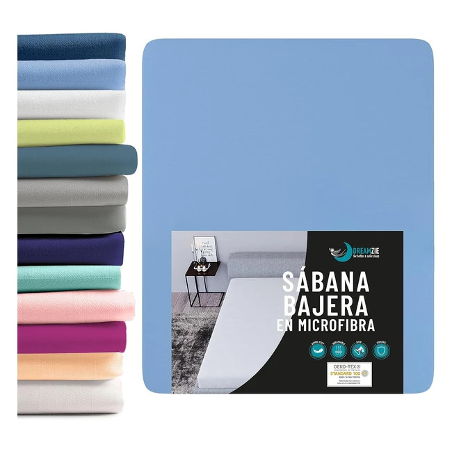 Sabana Bajera Dreamzie 135x190 Microfibra Suave Certificada Oeko-Tex - Azul Celeste