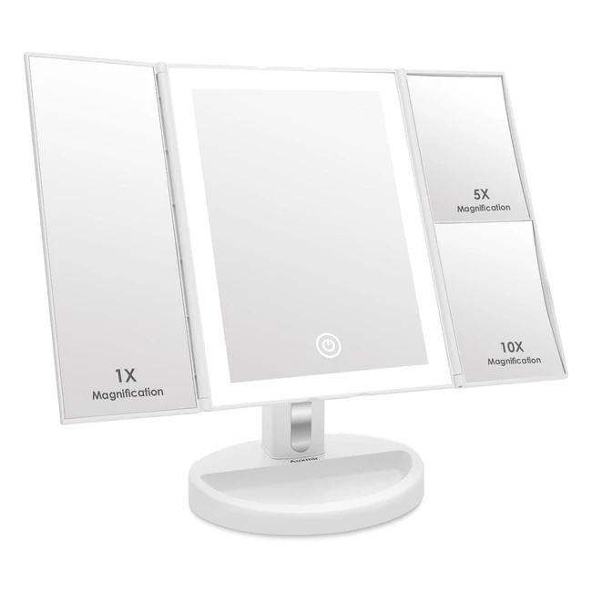 Espejo Maquillaje Auxmir 1x5x10x LED Ajustable Blanco