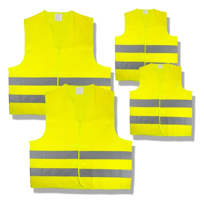 Warnwesten Familyset 4er Cartrend 50252 2 Erwachsene 2 Kinder High Visibility