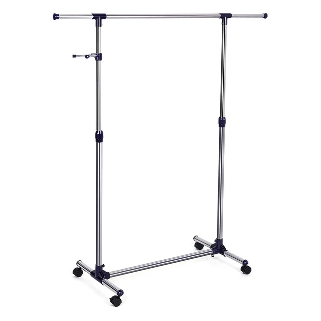 Perchero Extensible con Ruedas de Metal 150x44x165 cm Azul LLR01L - Songmics