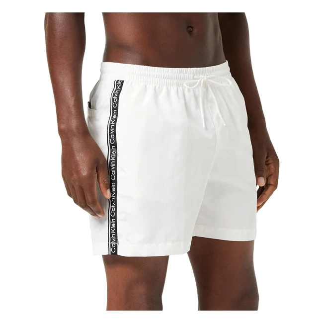 Calvin Klein Coulisse Media Uomo - Pantaloncino da Bagno Drawstring Lungo Bianco