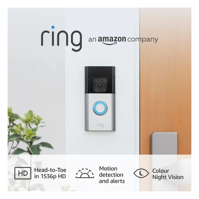 Amazon Ring Battery Video Doorbell Plus 1536p HD Camera Night Vision WiFi DIY