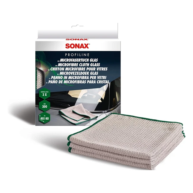 Sonax Mikrofaser Tuch Glas 3er Pack - Absorbierend  Fusselfrei fr Streifenfre