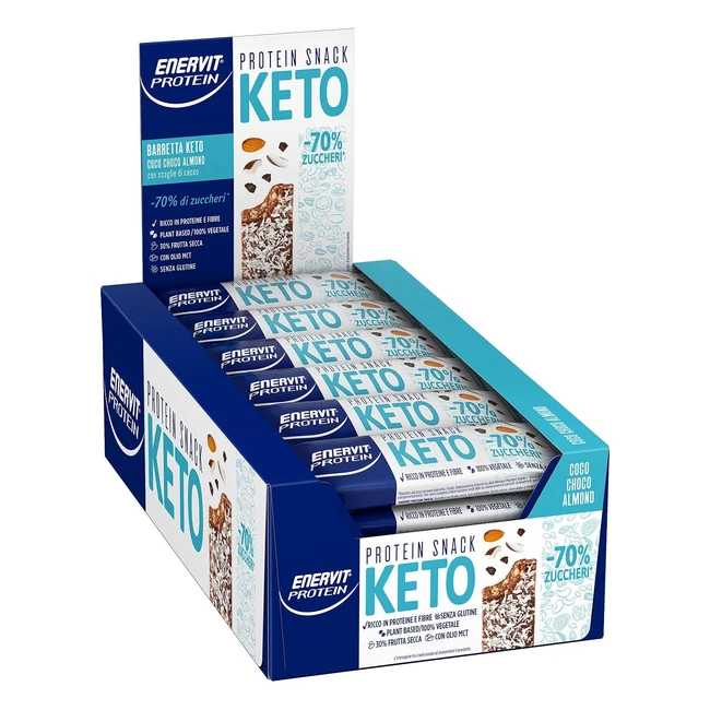 Enervit Protein Snack Keto Coco Choco Almond - Astuccio 30 Barrette - Proteine d
