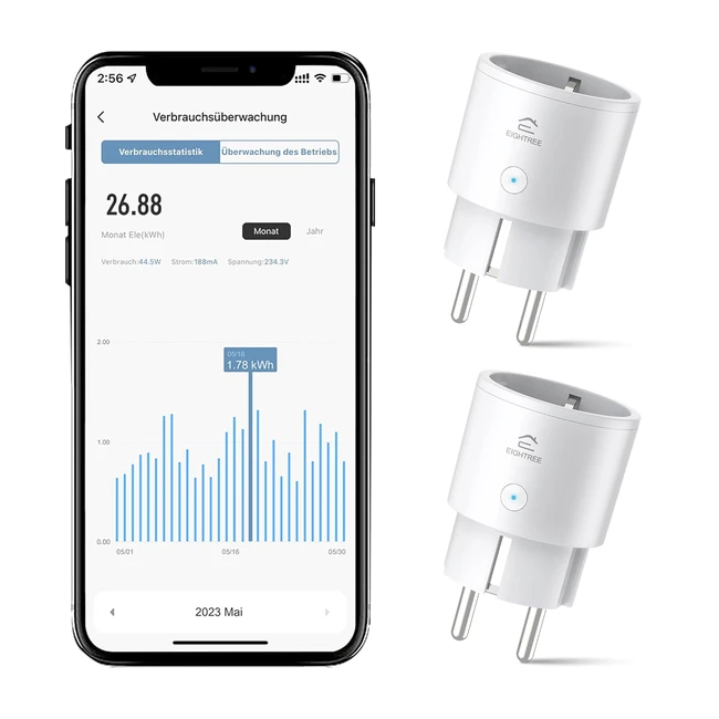 Enchufe Inteligente Alexa WiFi Medidor Consumo 10A 2300W 2 Pack