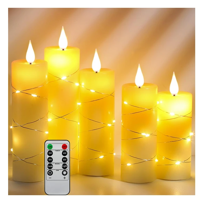 Velas LED da by con control remoto y temporizador - 5 piezas