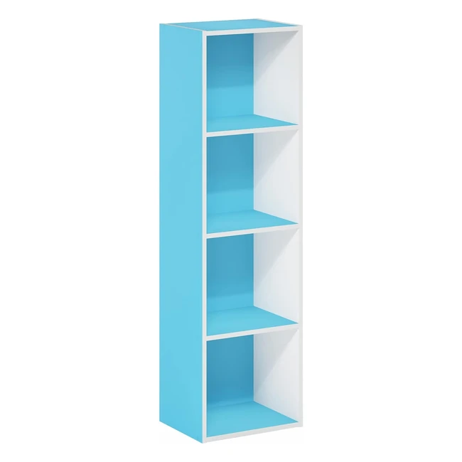 Libreria Furinno Pasir a 4 Ripiani Aperti - AzzurroBianco - Design Elegante - R