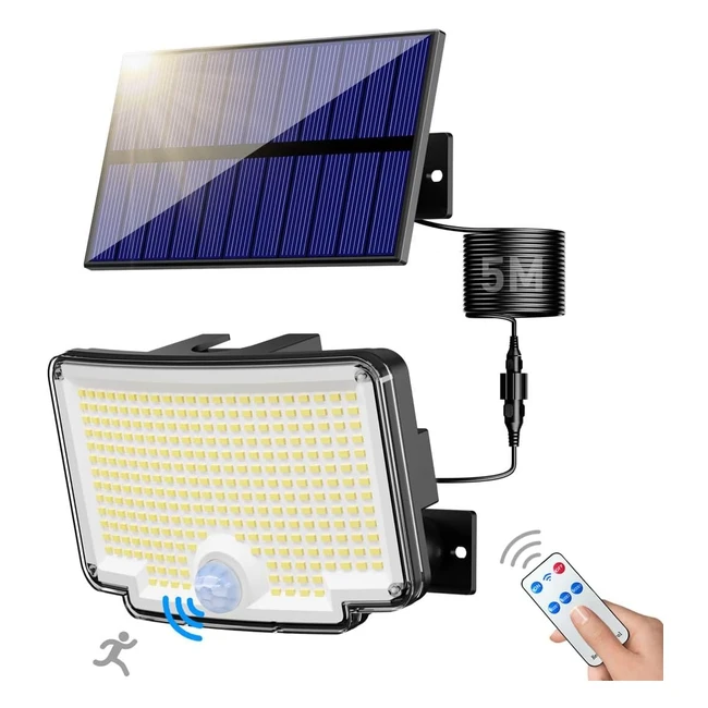 Focos Solares LED Exterior 310 LED 270 Sensor Movimiento IP65 Luz Solar Jard