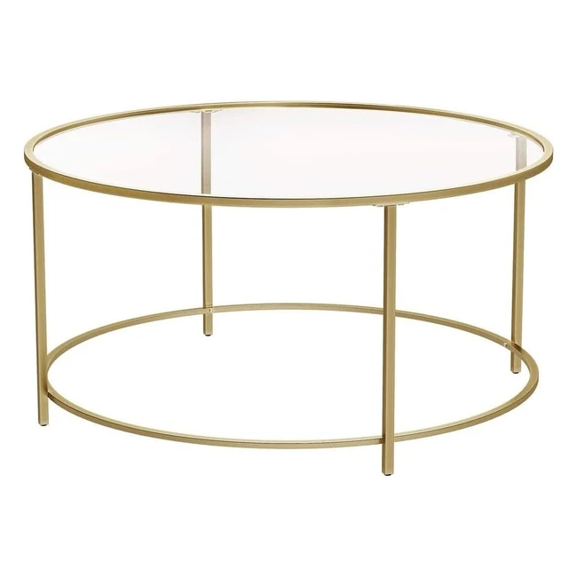 VASAGLE Runder Couchtisch Glas Metallgestell gehrtetes Glas Beistelltisch Sofa