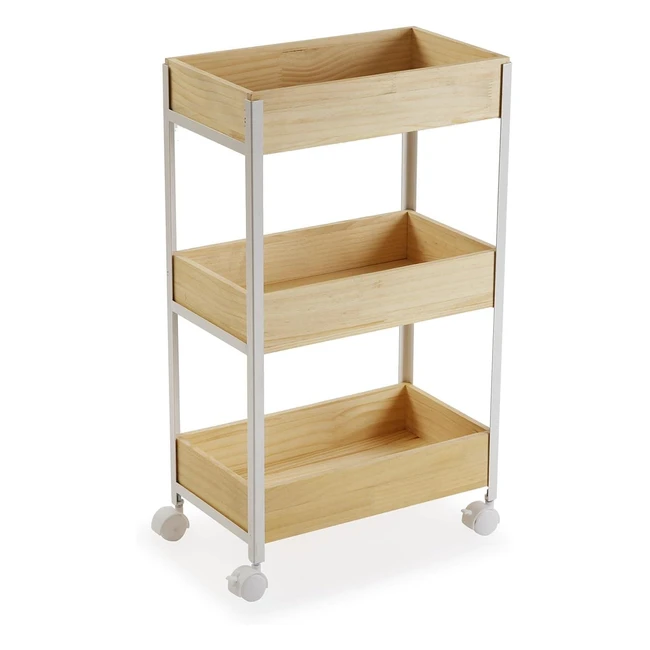 Mobile bagno salvaspazio con 3 ripiani 70x23x40 cm legno e metallo bianco