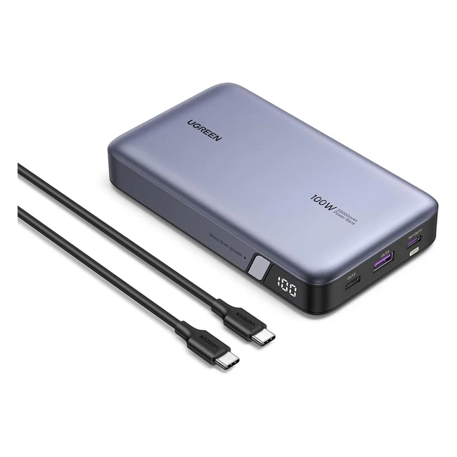 UGREEN Nexode 100W Power Bank 20000mAh USB-C Externer Akku mit Digitalanzeige für MacBook Pro/Air iPhone 15 Pro/Pro Max/15/14 Pro Galaxy S24 Ultra Dell