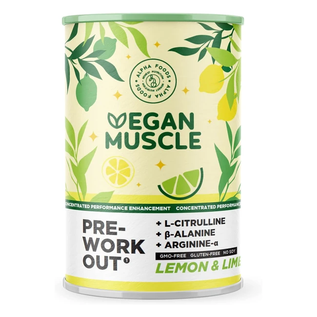 Vegan Muscle Pre Workout Booster Zitronenlimette 300g - Hochwertige Rohstoffe