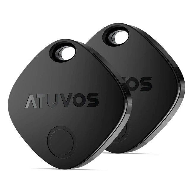 Atuvos Smart Tag - Localizador Bluetooth 2 Pack Negro - Funciona con iOS Android - Batería Reemplazable