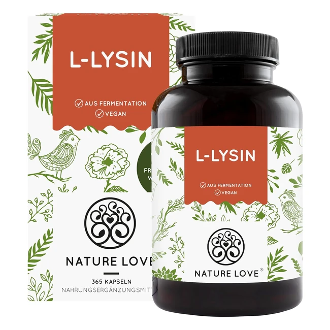 Lysin 365 vegane Kapseln 1000 mg Tagesdosis pflanzliche Fermentation 6 Monate La