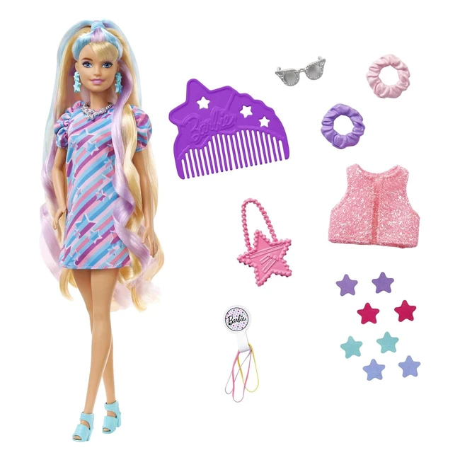 Barbie Totally Hair Pelo Extralargo Estrella Mueca HCM88