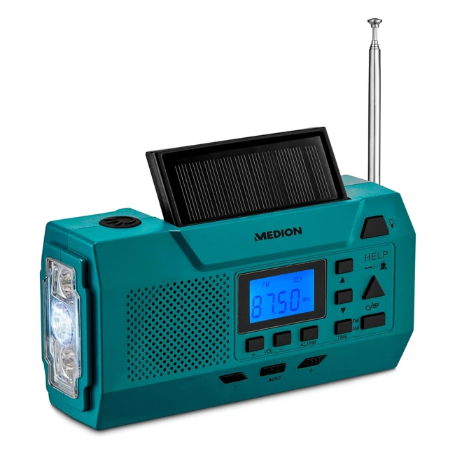 Medion E66806 Kurbelradio Solar Dynamo Handkurbel Baustellenradio UKW Radio Tasc