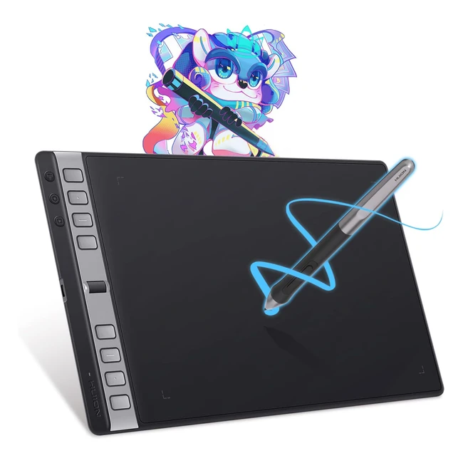 Huion Inspiroy 2L Grafiktablet tragbares Zeichentablett mit 8192 Ebenen batterielosem digitalen Stift 8 Tasten Scroller für Windows Mac Linux Android ChromeOS