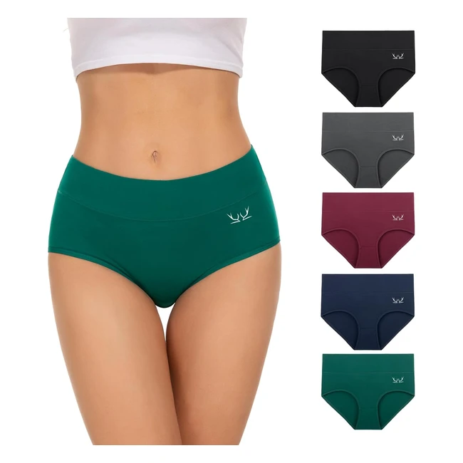 Pack 5 Bragas Mujer Algodn Elstico Culotte Cintura Alta