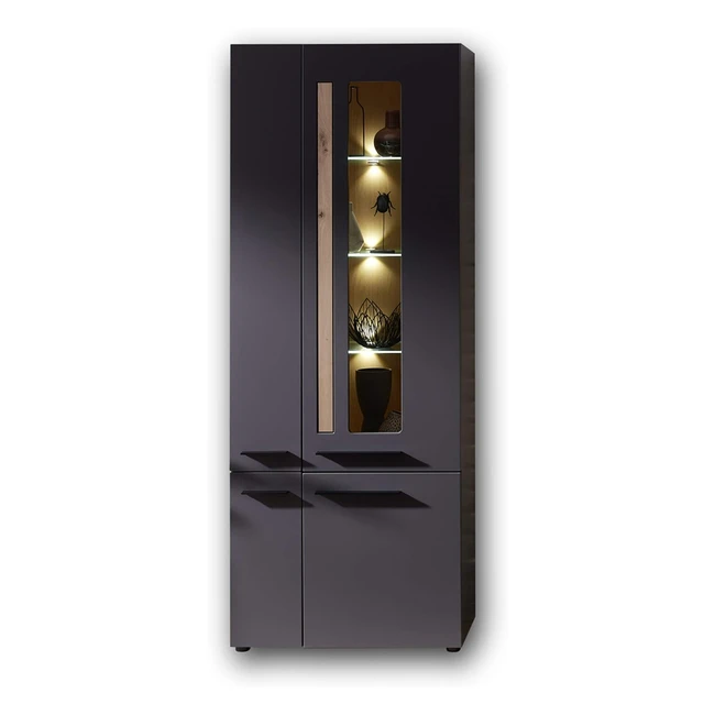 Vetrina in vetro effetto rovere con illuminazione a led 76 x 201 x 37 cm - Stell