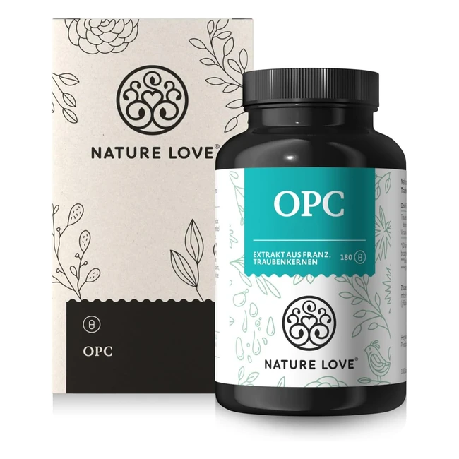 Nature Love OPC Traubenkernextrakt 180 Kapseln - Hochdosiert - 800mg Extrakt - F