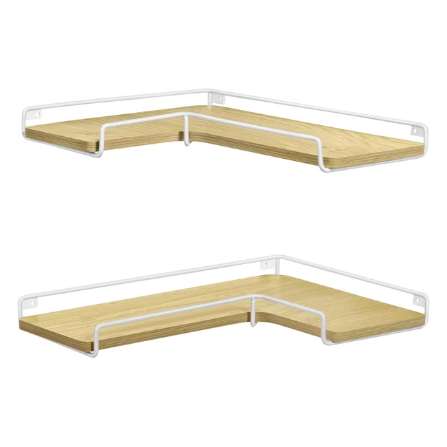 VASAGLE Eckschrankregal-Set 2 Wandregale Industriedesign Wohnzimmer Schlafzimmer Küche Eiche Weiß LLS831Y70