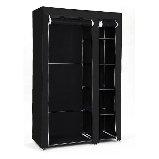 Songmics Doppel Kleiderschrank Stoffschrank Kleiderstange Regal Schwarz 175 x 11