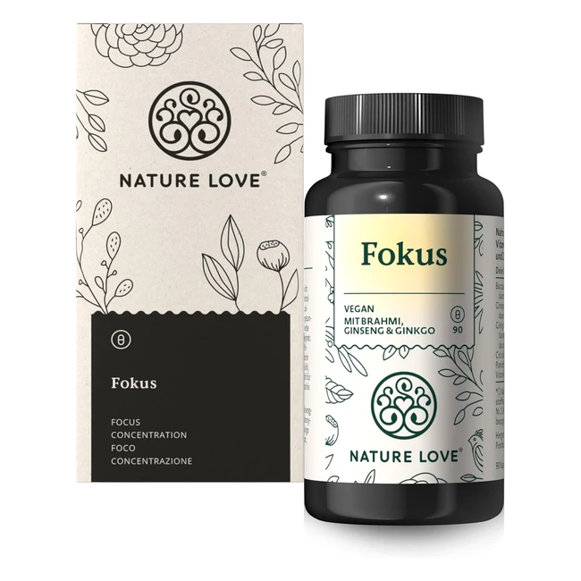 Nature Love Fokus 90 Kapseln - Ginseng Ginkgo Biloba Brahmi Cholin - Brain Boost