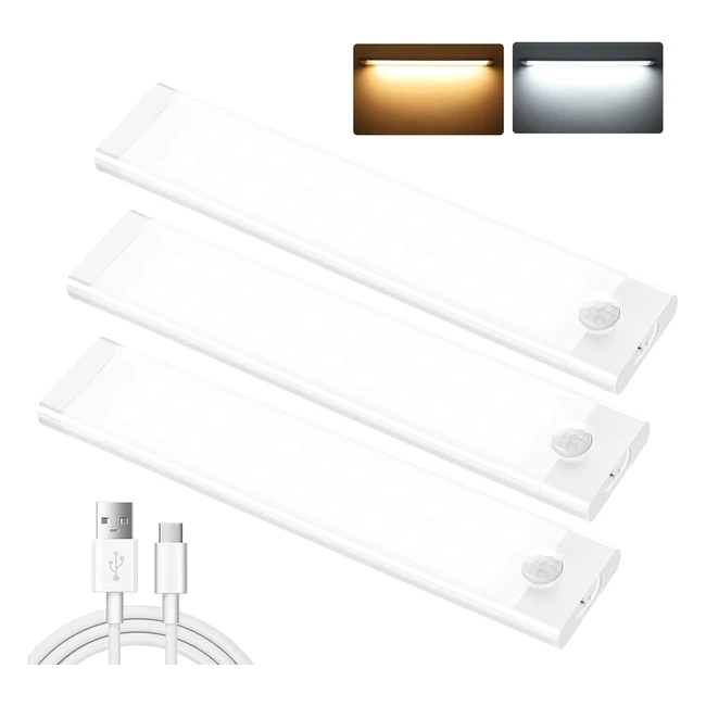 Shirylzee Underunit Light Kitchen LED 44 LEDs 2000mAh USBC Motion Sensor