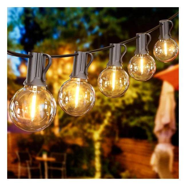 Yuusei Lichterkette 15m LED Glhbirnen 25 Birnen IP45 warmwei G40