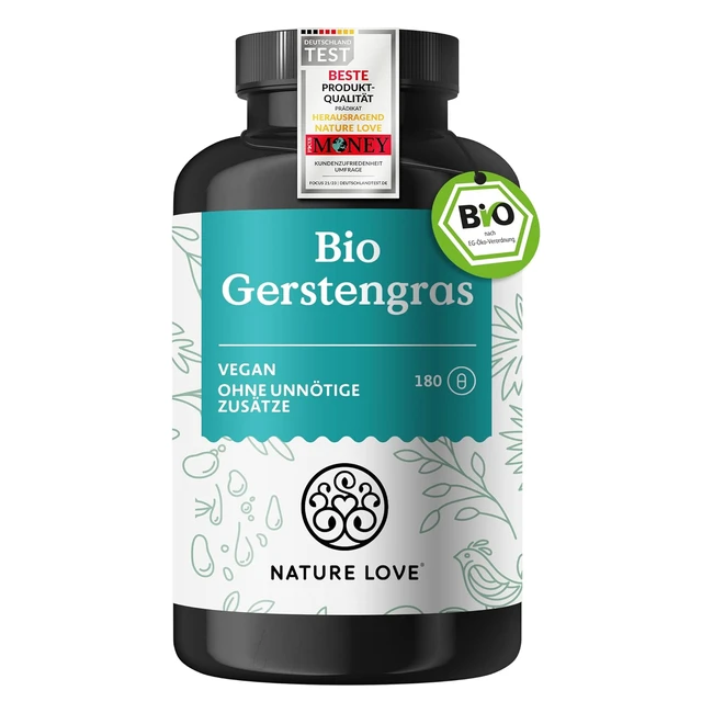Nature Love Bio Gerstengras 1500 mg - Hochdosiert  Laborgeprft - 180 Kapseln 