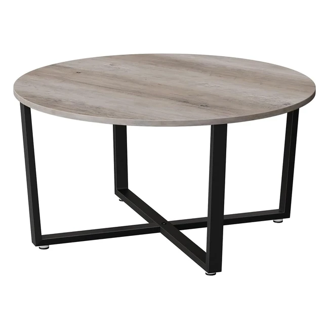 VASAGLE Runder Couchtisch Skandinavischer Stil Holz Metall Wohnzimmertisch 88x47