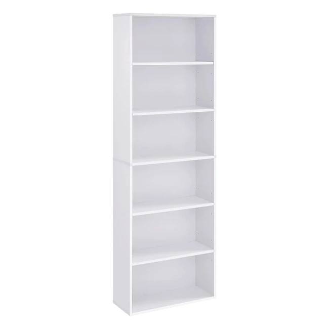 VASAGLE 6-Tier Bücherregal Aufbewahrungsregal für Wohnzimmer Büro Schlafzimmer Studie skandinavischer Stil 24 x 60 x 1785 cm Weiß LBC169T14
