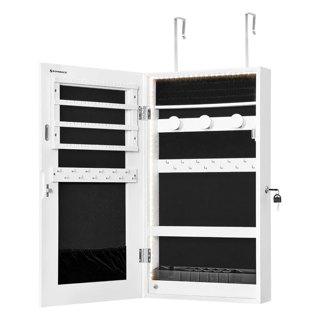 SONGMICS Schmuckschrank mit LED-Beleuchtung abschliebarer Spiegelschrank Sch