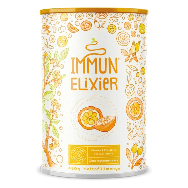 Immunelixier Phyto-Pulver Vitamin C Acerola Kurkuma Zitrus-Bioflavonoide Selen Zink Camu Camu Holunder Echinacea mit Quercetin NAC 450 g