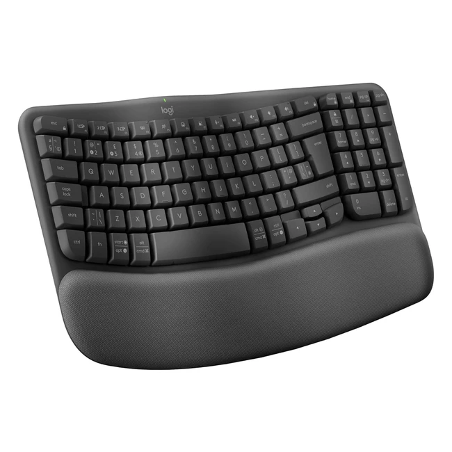 Logitech Wave Keys Wireless Ergonomic Keyboard Graphite - Comfortable Natural Ty