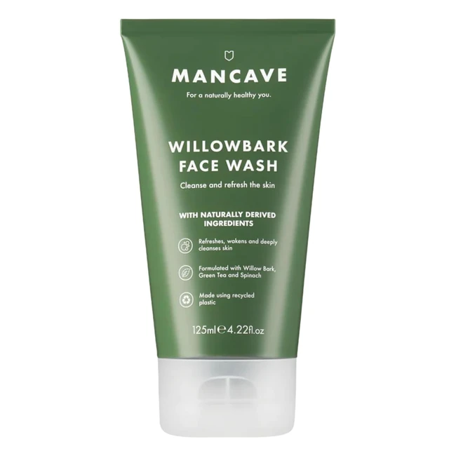 Mancave Willowbark Face Wash 125ml for Men - Cleanse Detoxify Vegan Friendly