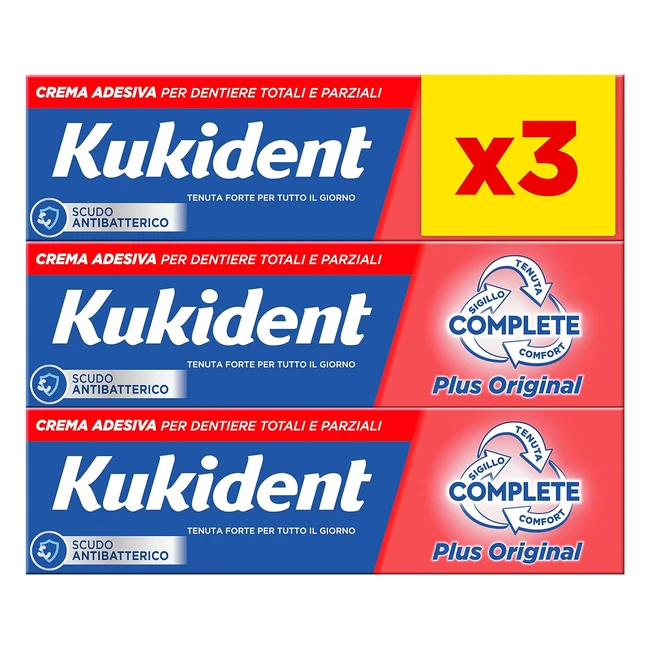 Kukident Complete Crema Adesiva 3 Confezioni 35g Menta Leggera