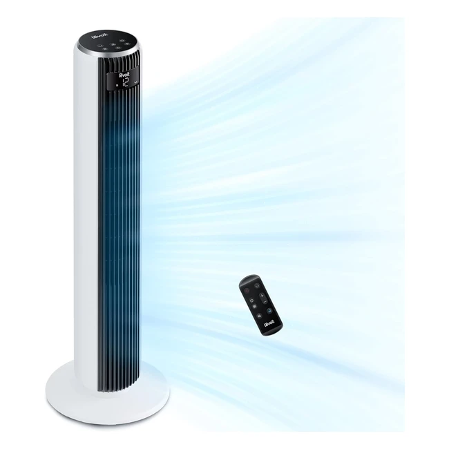 Ventilateur Colonne Silencieux Levoit 20db Mode Veille 79ms DC Moteur Télécommande Oscillant 90 12 Vitesses Minuterie 12h Affichage LED
