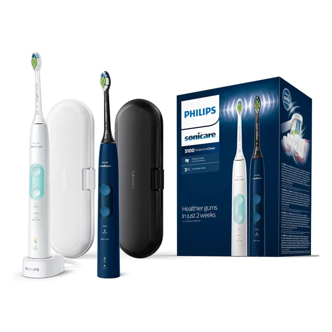 Philips Sonicare ProtectiveClean 5100 Lot de 2 Brosses à Dents Électriques - Modèle HX685134