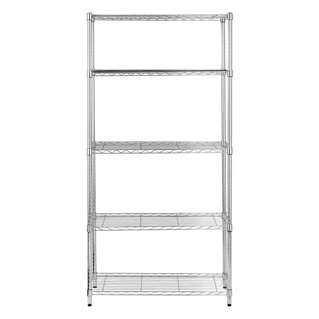 Scaffalatura Amazon Basics 5 Ripiani Cromo 36x14x72 Pollici - Capacita 7937 kg