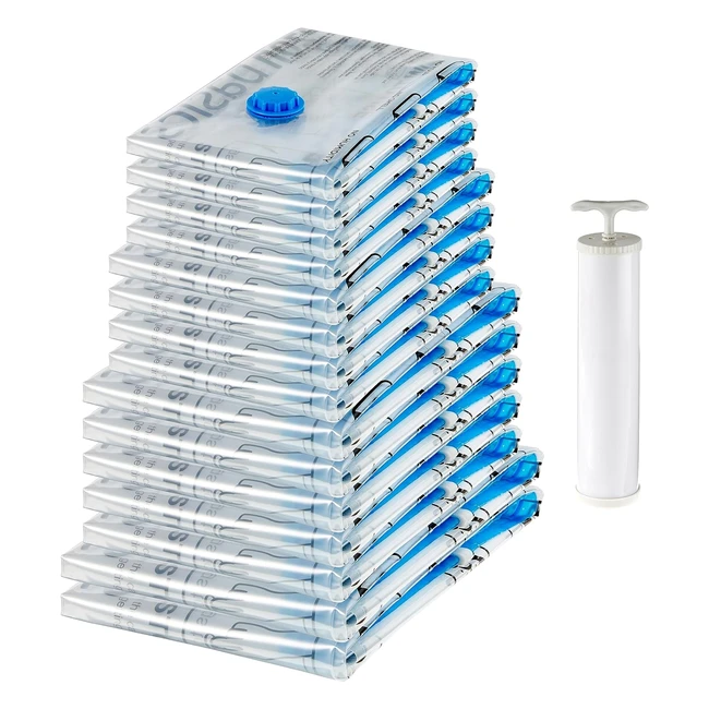 Sacchetti Sottovuoto Amazon Basics con Pompa a Mano - Confezione da 15