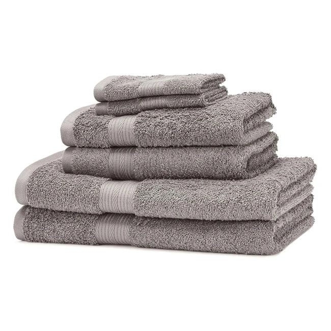 Set di 6 Asciugamani Amazon Basics 100 Cotone - Grigio