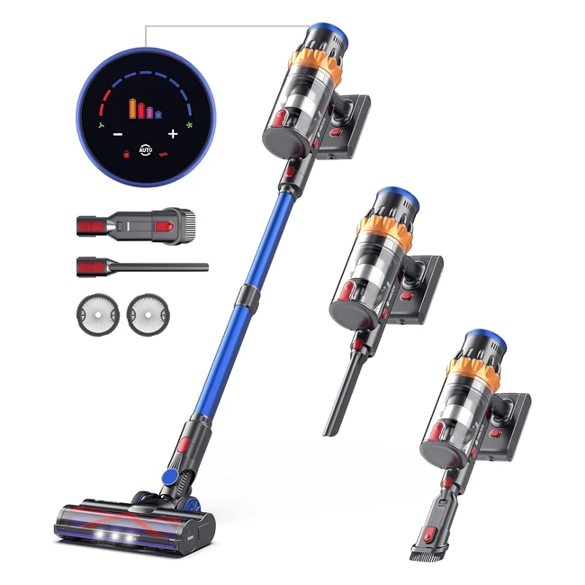 Mibode Akku Staubsauger 45000Pa 550W 65min - Kabellos mit Smart Display